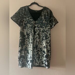 1. State Black and Gray Sequined Shift Mini
Party Dress
